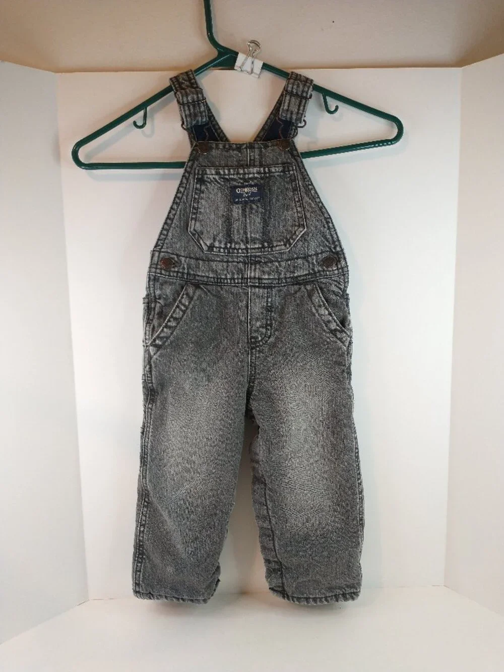 Vintage OshKosh B’gosh Vestbak Insulated Overalls Black Acid Wash Toddler 18M